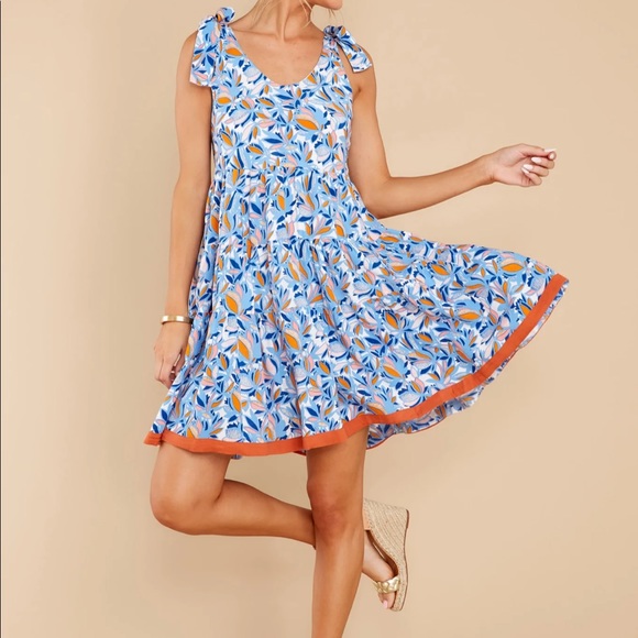 Like new blue & orange tie dress - Picture 1 of 4